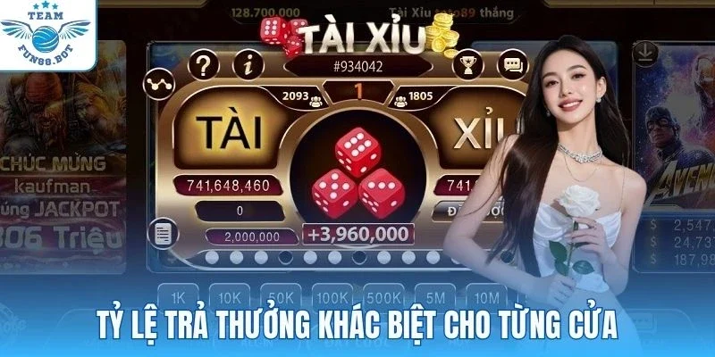Tỷ lệ trả thưởng khác biệt cho từng cửa
